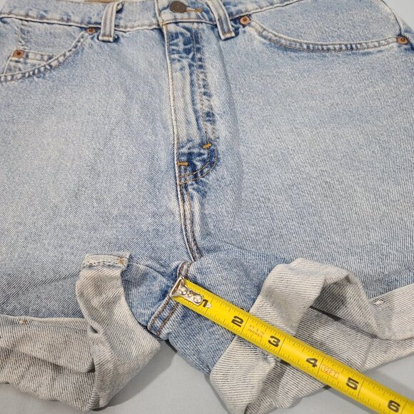 Vintage 1996 Orange Tab Levis 954 Regular Fit High Waist Denim Shorts Juniors 11 - Picture 6 of 8